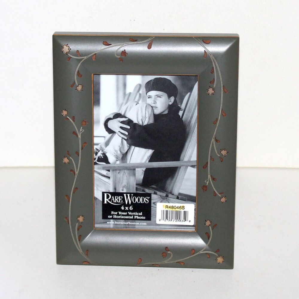 Rare Woods Photo Frame green floral 4 x 6 cut out flowers cottage